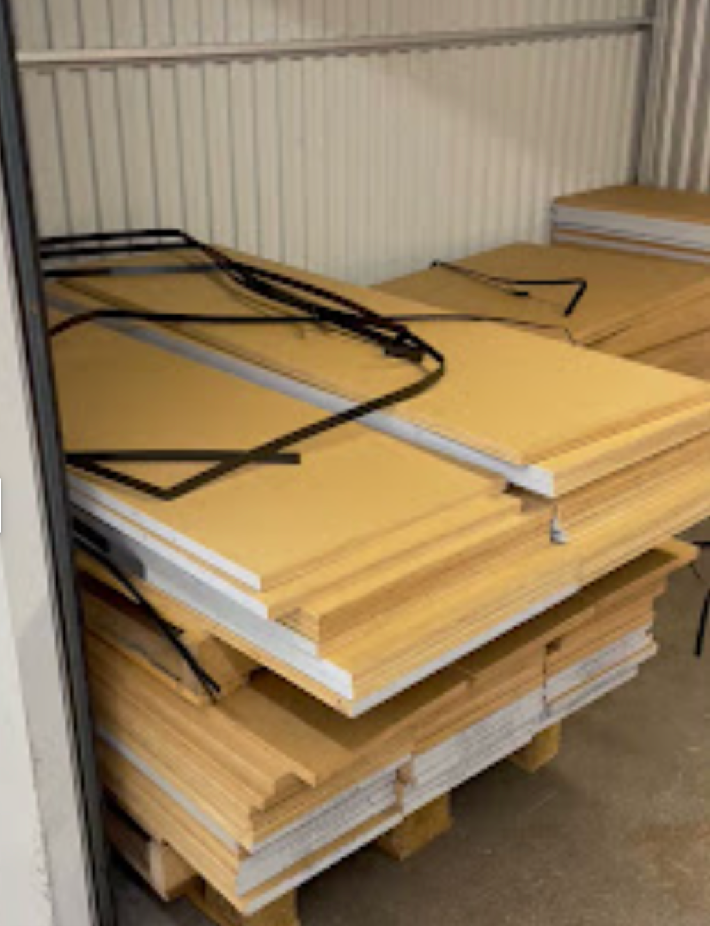 MDF and melamine panels in storage